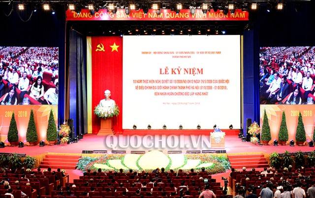 CHỦ TỊCH QUỐC HỘI NGUYỄN THỊ KIM NGÂN DỰ LỄ KỶ NIỆM 10 NĂM THỰC HIỆN ĐIỀU CHỈNH ĐỊA GIỚI HÀNH CHÍNH TP. HÀ NỘI